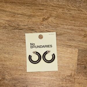 No Boundaries Black Coiled Hoop Earrings with Silver Posts